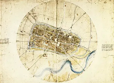 Plan de la ville d'Imola Léonard de Vinci